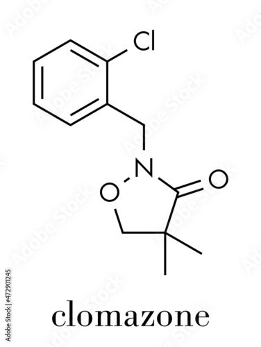 Clomazone herbicide molecule. Skeletal formula.