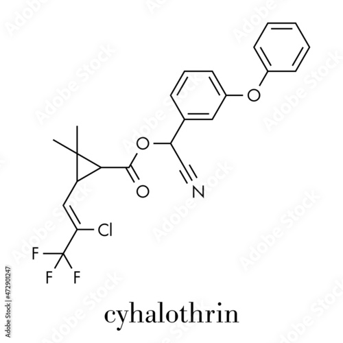 Cyhalothrin insecticide molecule. Skeletal formula.