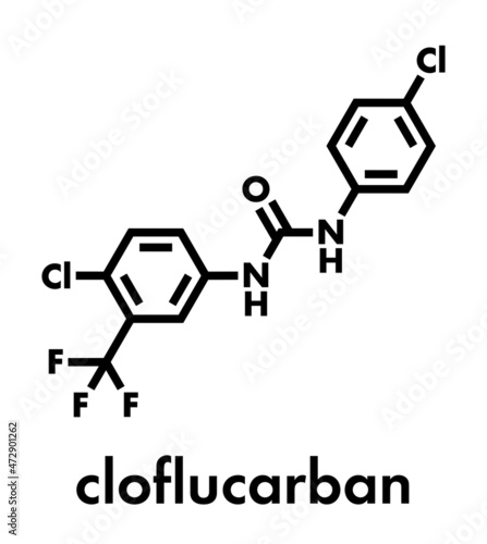 Cloflucarban disinfectant molecule. Skeletal formula.