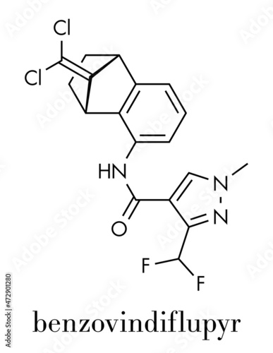 Benzovindiflupyr fungicide molecule. Skeletal formula.
