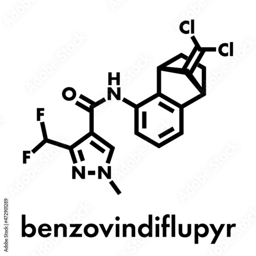 Benzovindiflupyr fungicide molecule. Skeletal formula.