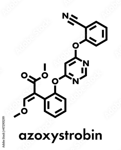 Azoxystrobin fungicide molecule. Skeletal formula.