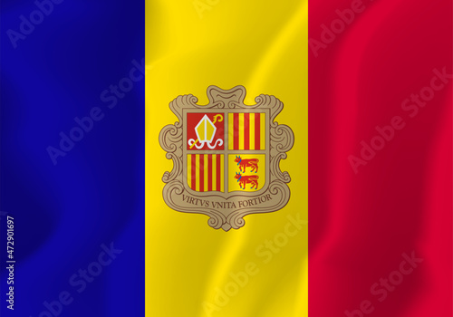 Andorra national flag soft waving background illustration