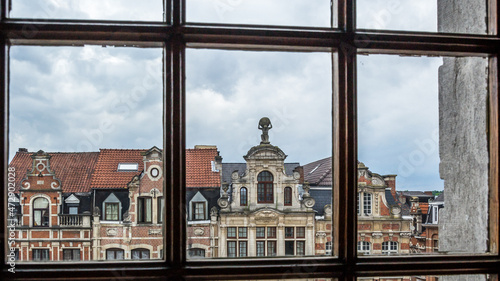 View of the rooftops of the downtown of the city of Leuven, Belgium, from the KU Leuven University academic buildings