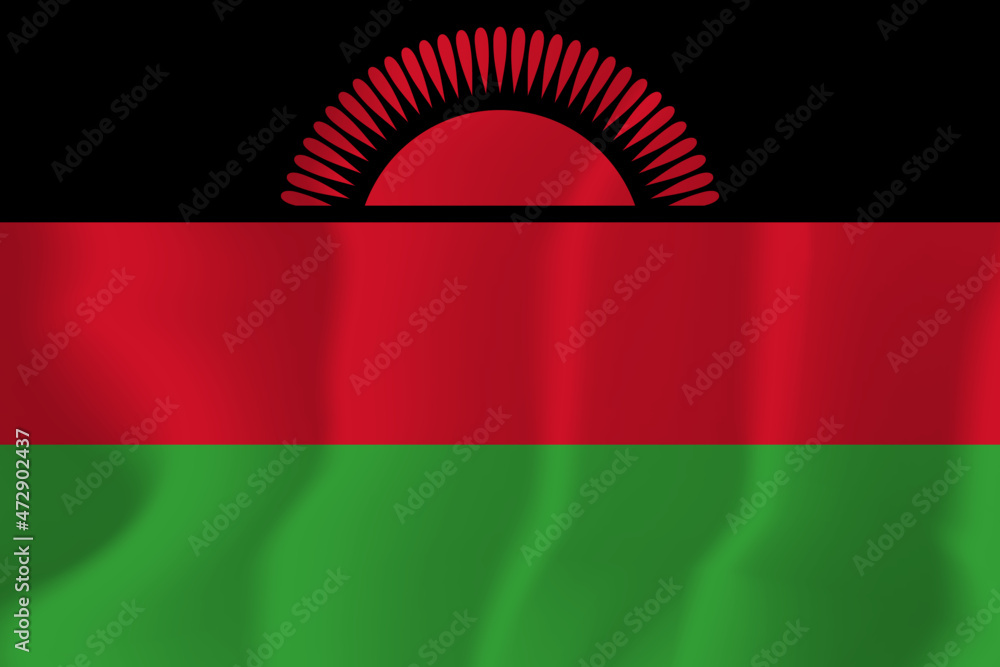 Obraz premium Malawi national flag soft waving background illustration