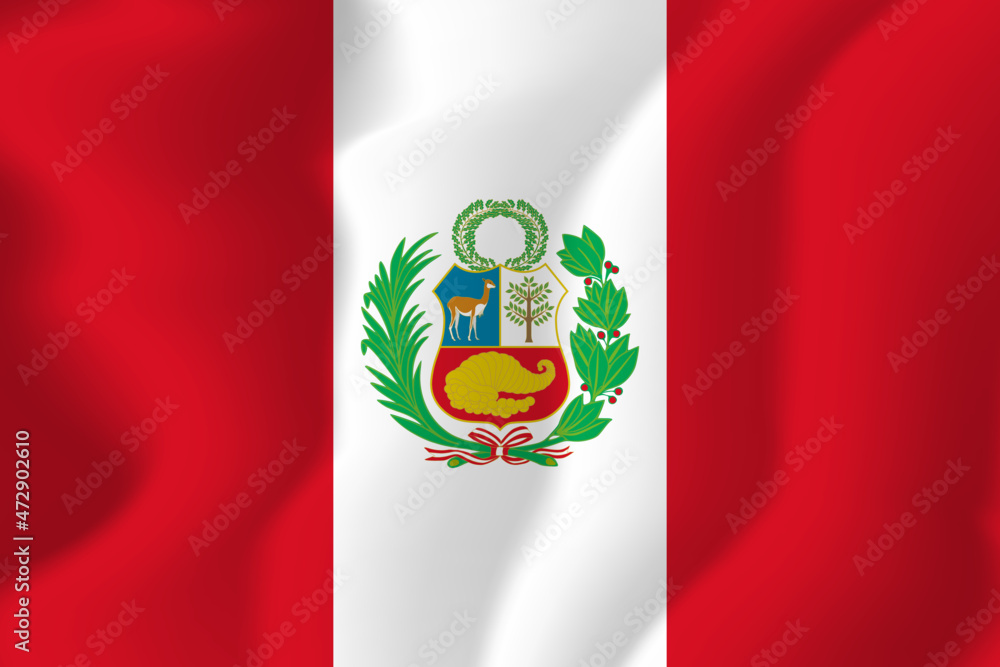 Fototapeta premium Peru national flag soft waving background illustration