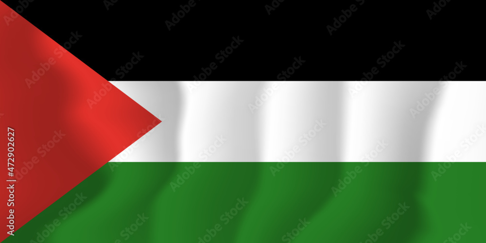 Fototapeta premium Palestine national flag soft waving background illustration