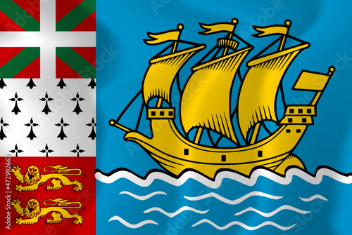 Saint-Pierre and Miquelon national flag soft waving background illustration