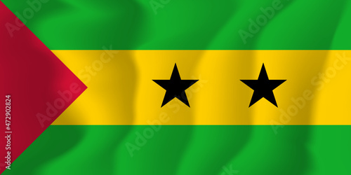 Sao Tome and Principe national flag soft waving background illustration
