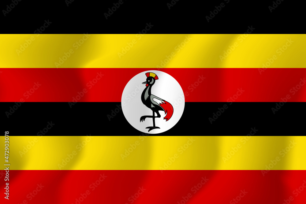 Obraz premium Uganda national flag soft waving background illustration