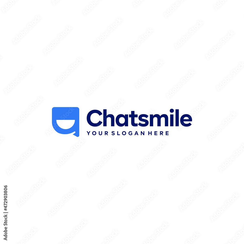 minimalist Chatsmile cheerful message Logo design