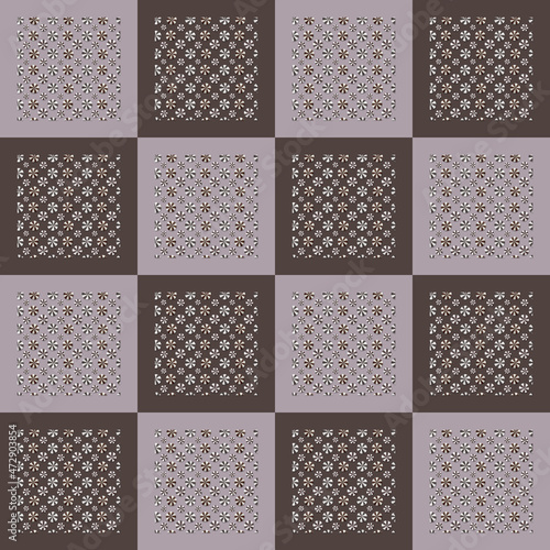 Fototapeta Naklejka Na Ścianę i Meble -  Seamless geometric pattern of multicolored round cookies arranged on tiles