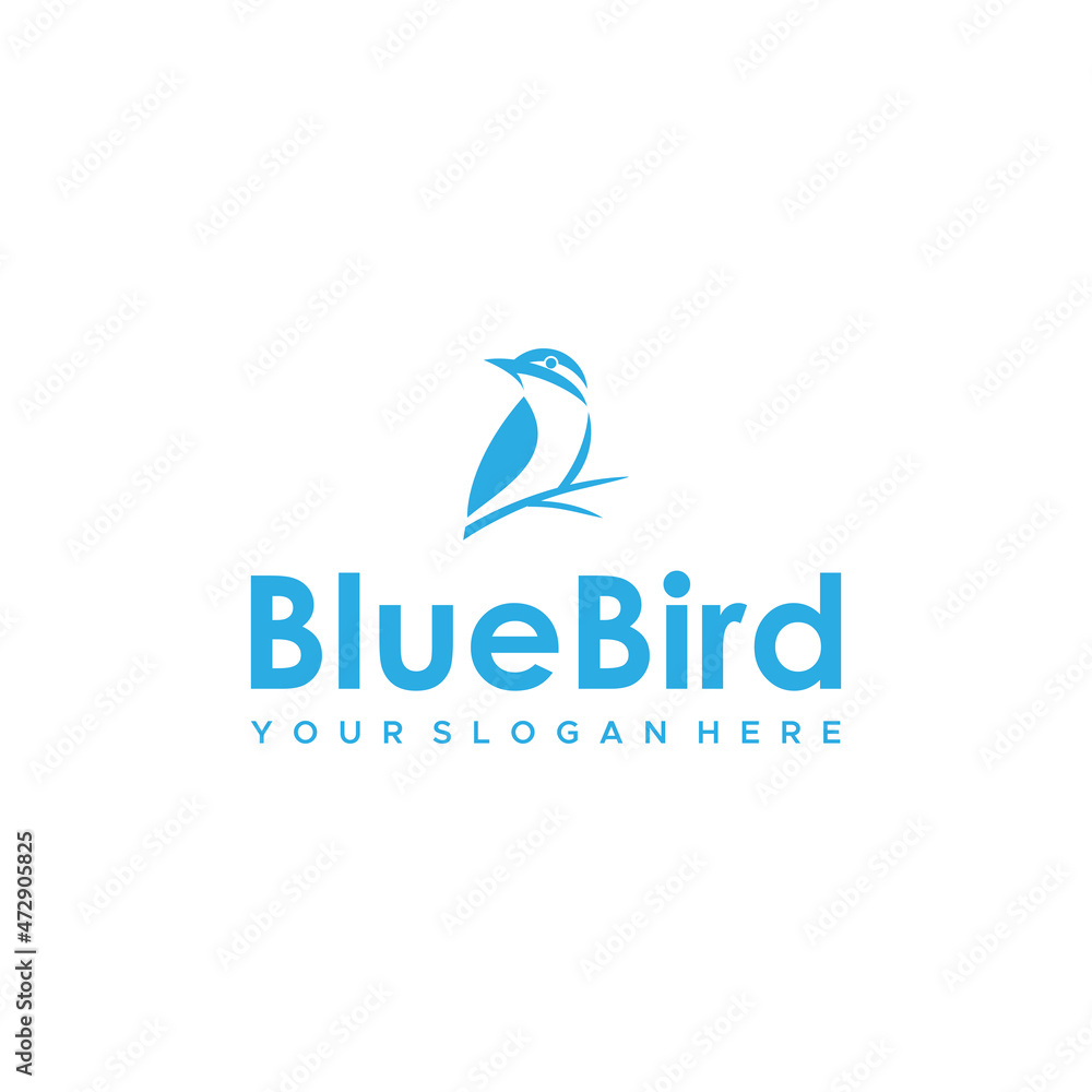 minimalist BlueBird branches fowl Logo design