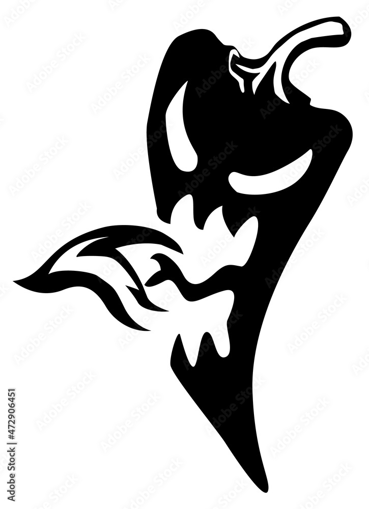 Chili Pepper Fire Breathing Stencil Chili Pepper Fire Breathing Stencil