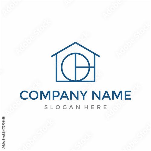 real estate house market agency logo design vector.