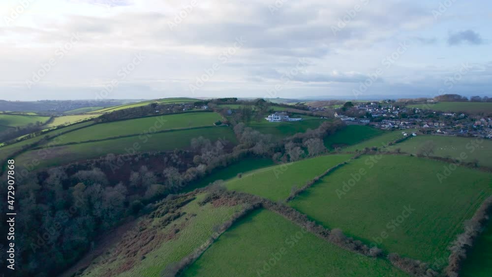 Devon Fields and Farmlands from a drone, Kingswear, Brixham, Devon, England, UK Devon Fields and Farmlands from a drone, Kingswear, Brixham, Devon, England, UK