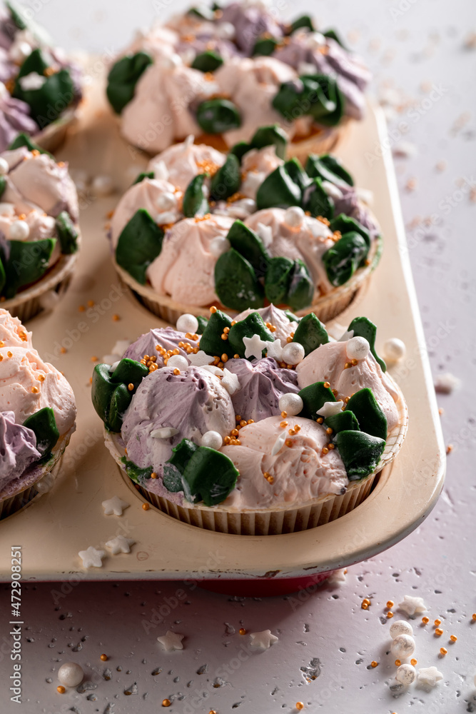 Unique cupcakes made of white cream for fat thursday. Unique cupcakes made of white cream for fat thursday.