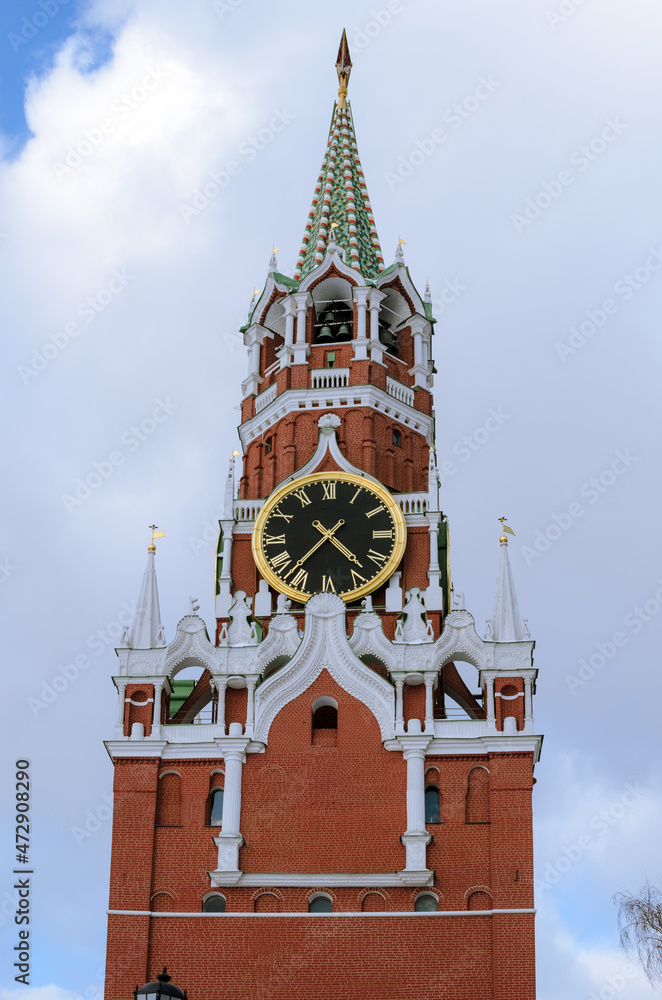 Moscow. Russia. The Red Square. Kremlin. Spasskaya Tower. Russian Federation.