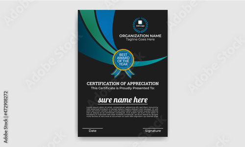 Creative, Professional, Eye catching, Modern, Corporate, Educational, Industrial and Vertical Certificate Template Design 8 for print, School, High School, Diploma, Honours, Phd, Company, University