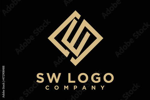 Elegant Luxury Initials Monogram S & W logo design 