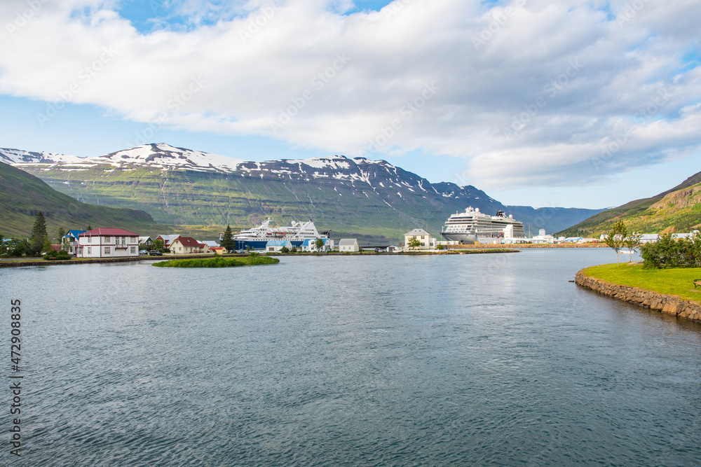 Town of Seydisfjordur in east Iceland