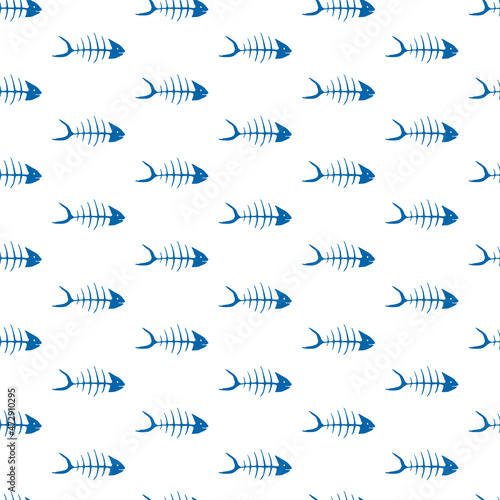 Fish skeleton seamless pattern vector illustration. Ocean or sea background. Fish skeleton bones isolated. Marine summer design.