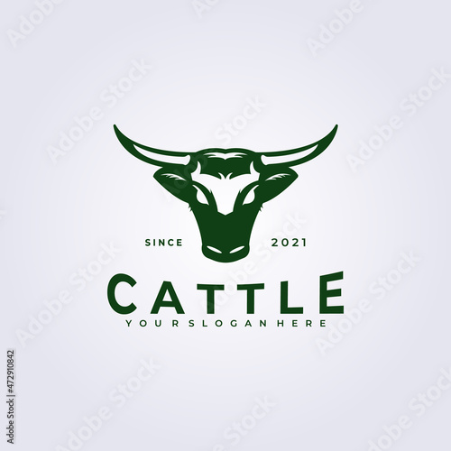 simple vintage cattle and livestock logo vector illustration design