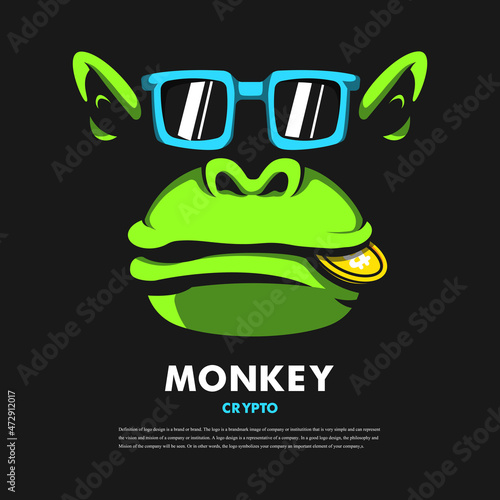 Illustration of a monkey with crypto currency mascot logo design illustration vector