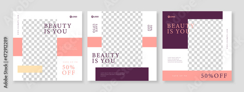 skincare beauty promotion banner social media pack template premium