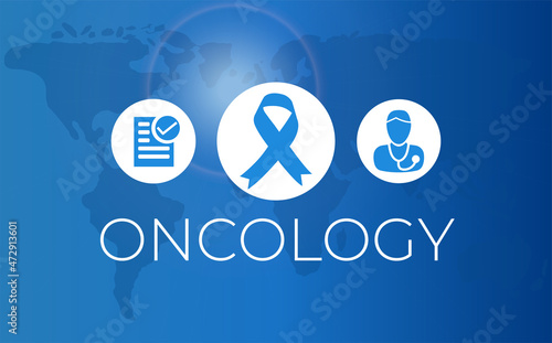 Oncology Banner Illustration with World Map