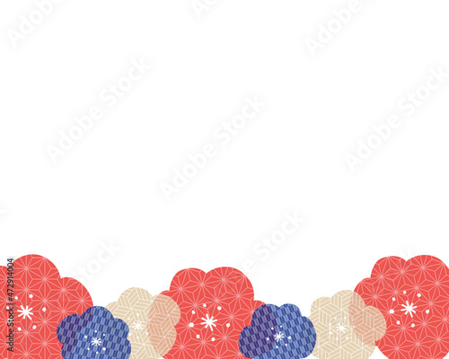 和柄の梅モチーフのイラストフレーム