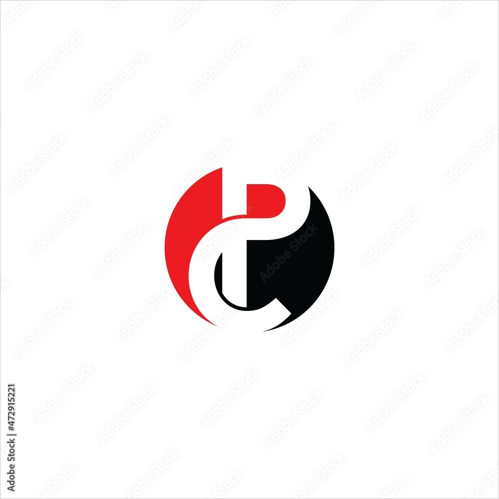 Obraz premium letter p c logo vector template block