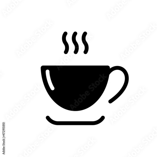 Hot tea cup icon. Solid style.