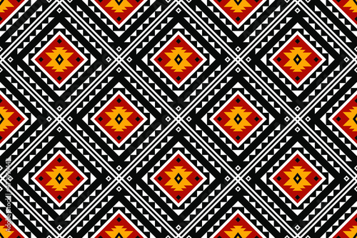 Geometric ethnic oriental seamless pattern traditional Design for background,carpet,wallpaper.clothing,wrapping,Batik fabric,Vector illustration.embroidery style - Sadu, sadou, sadow or sado
