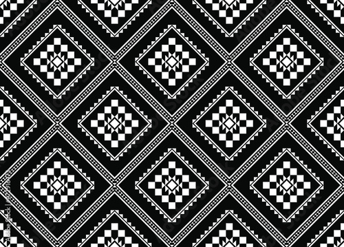 Geometric ethnic oriental seamless pattern traditional Design for background,carpet,wallpaper.clothing,wrapping,Batik fabric,Vector illustration.embroidery style - Sadu, sadou, sadow or sado