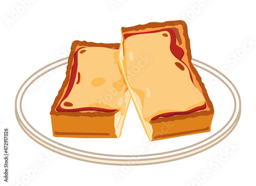 半分にカットしたチーズのみのピザトースト