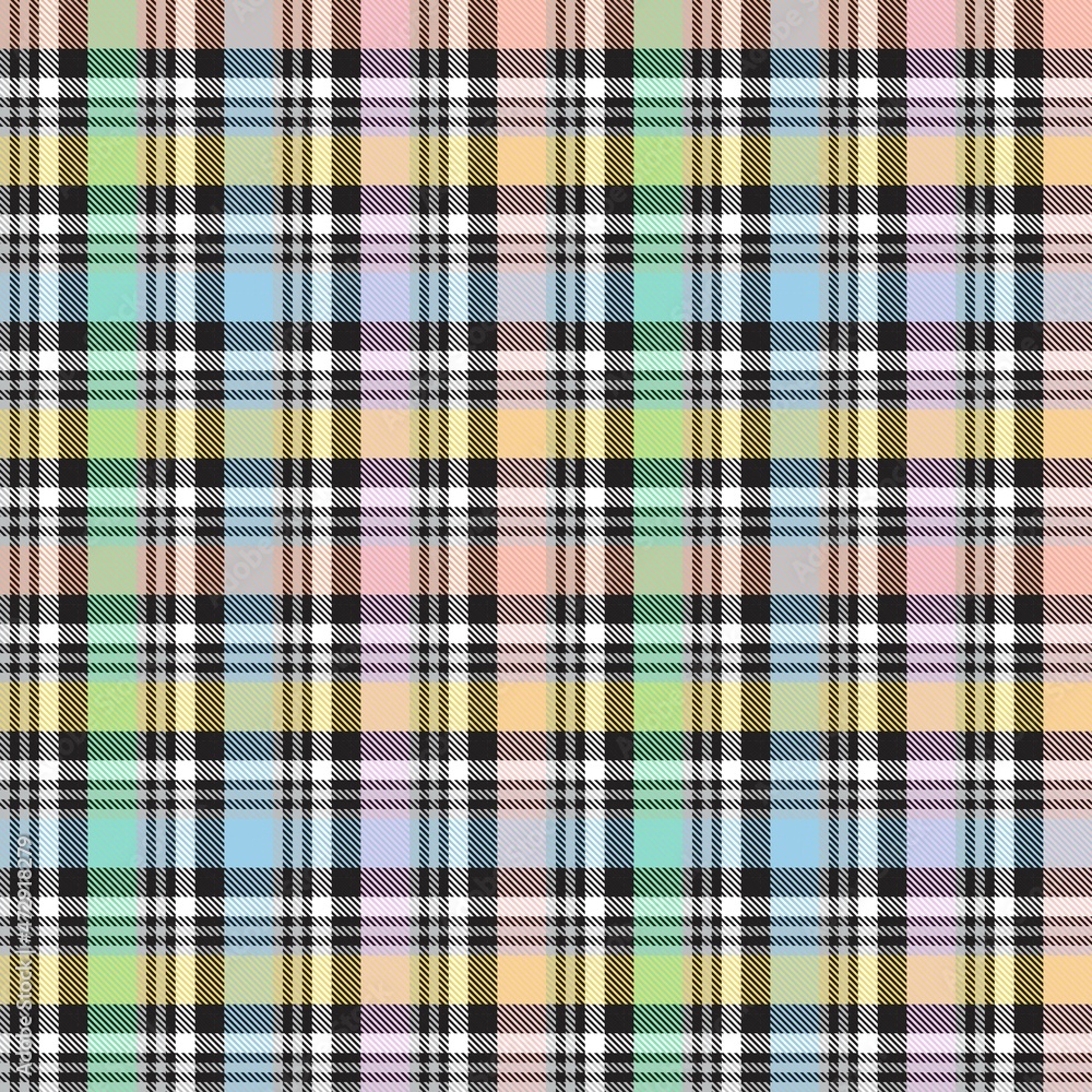 Fototapeta premium Rainbow Pastel Plaid textured Seamless Pattern