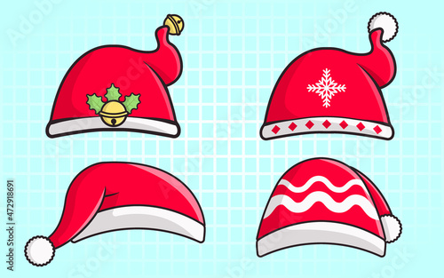 flat santa hat christmas hype premium vector illustration