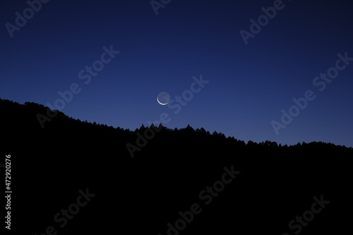 Crescent moon and ridge line, 3/12/2021 photo