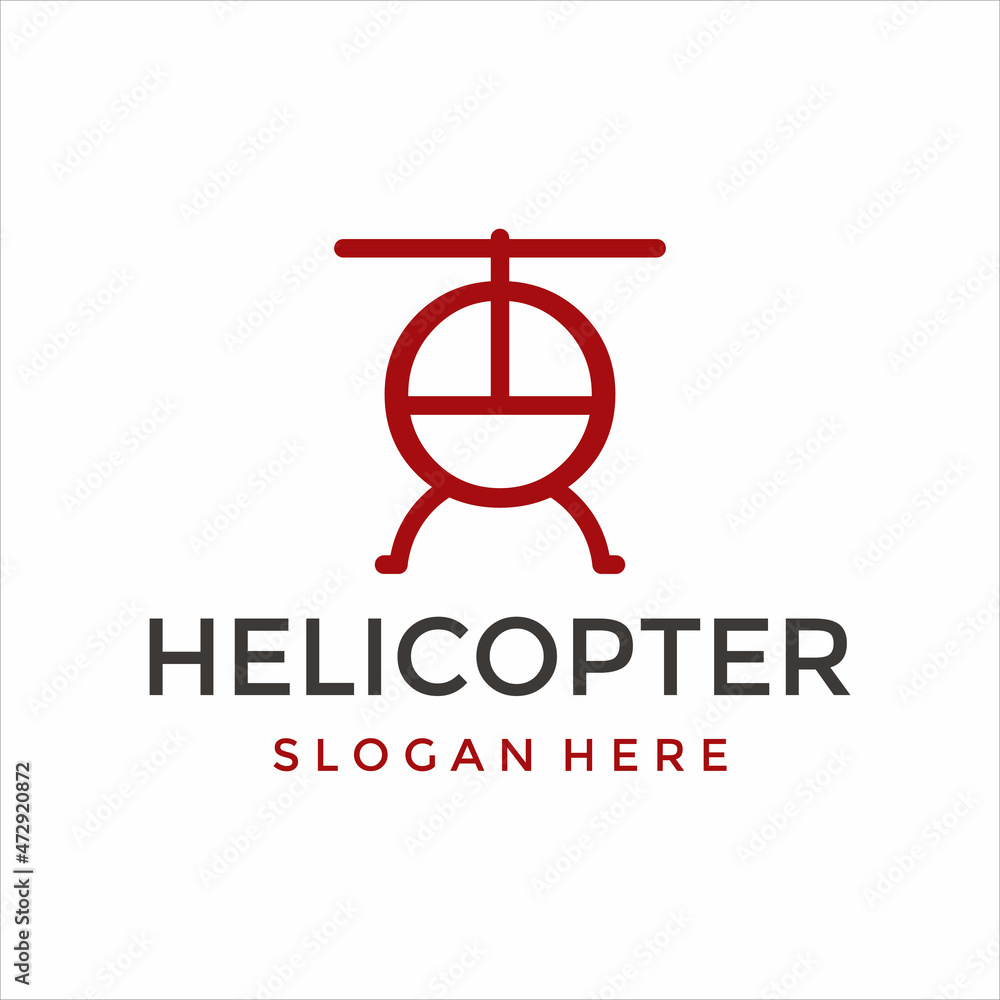 Helicopter line icon logo vector template Helicopter line icon logo vector template