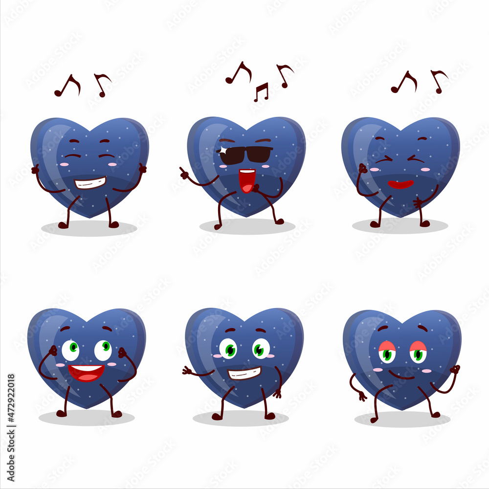 An image of blue love gummy candy dancer cartoon character enjoying the music An image of blue love gummy candy dancer cartoon character enjoying the music