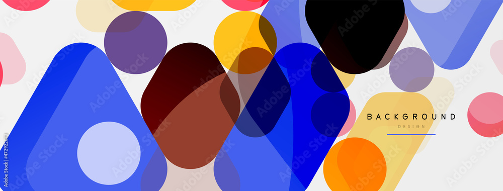 Color bubbles and rounded geometric shapes on white. Vector geometric minimal abstract background for wallpaper, banner, background, landing page Color bubbles and rounded geometric shapes on white. Vector geometric minimal abstract background for wallpaper, banner, background, landing page