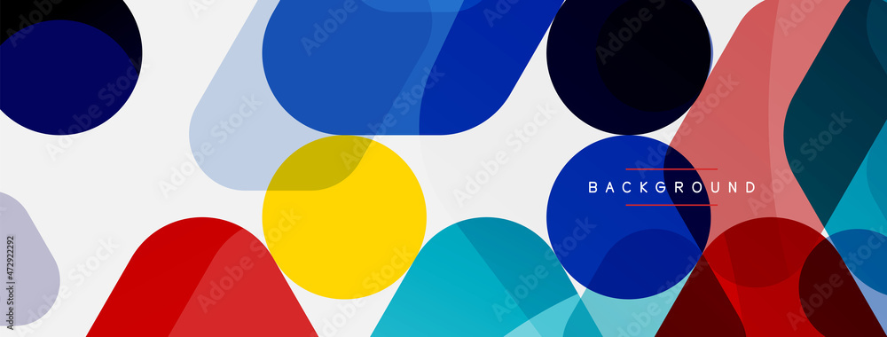 Color bubbles and rounded geometric shapes on white. Vector geometric minimal abstract background for wallpaper, banner, background, landing page Color bubbles and rounded geometric shapes on white. Vector geometric minimal abstract background for wallpaper, banner, background, landing page