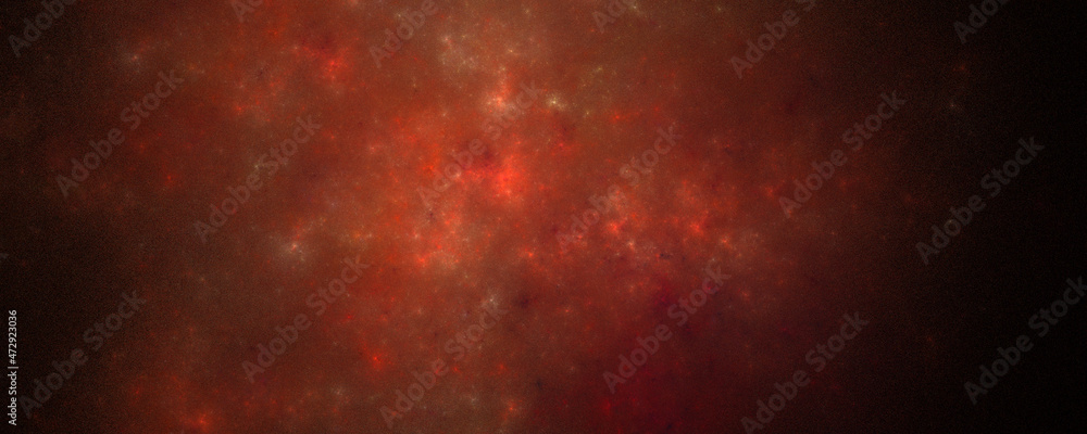 Red space cloud background with star dust particles
