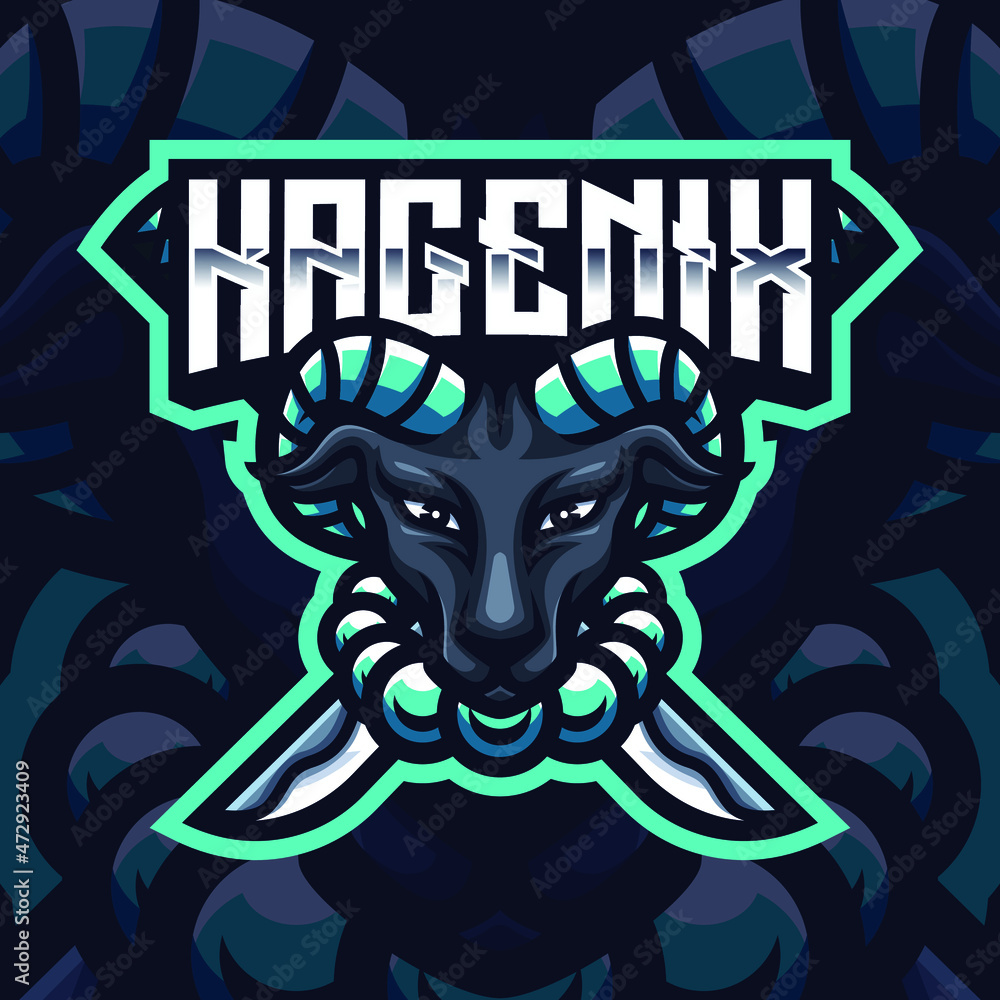 Samurai Goat Mascot Gaming Logo Template Samurai Goat Mascot Gaming Logo Template