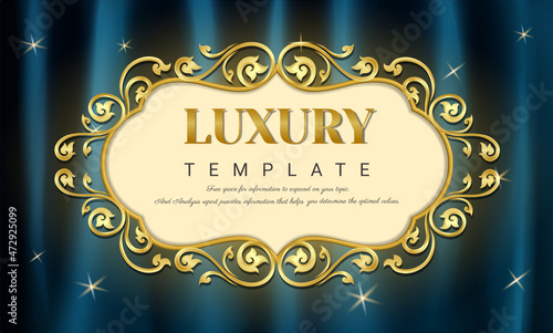 Gold borders text frames, Vintage Ornate Frame for invitations and greeting cards, Elegant vector