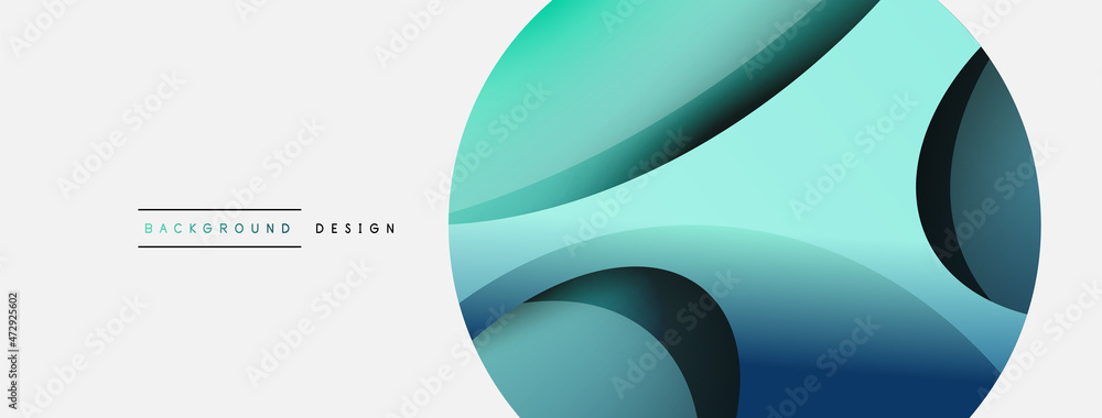 Creative geometric wallpaper. Minimal abstract background. Circle and wave composition vector illustration for wallpaper banner background or landing page Creative geometric wallpaper. Minimal abstract background. Circle and wave composition vector illustration for wallpaper banner background or landing page