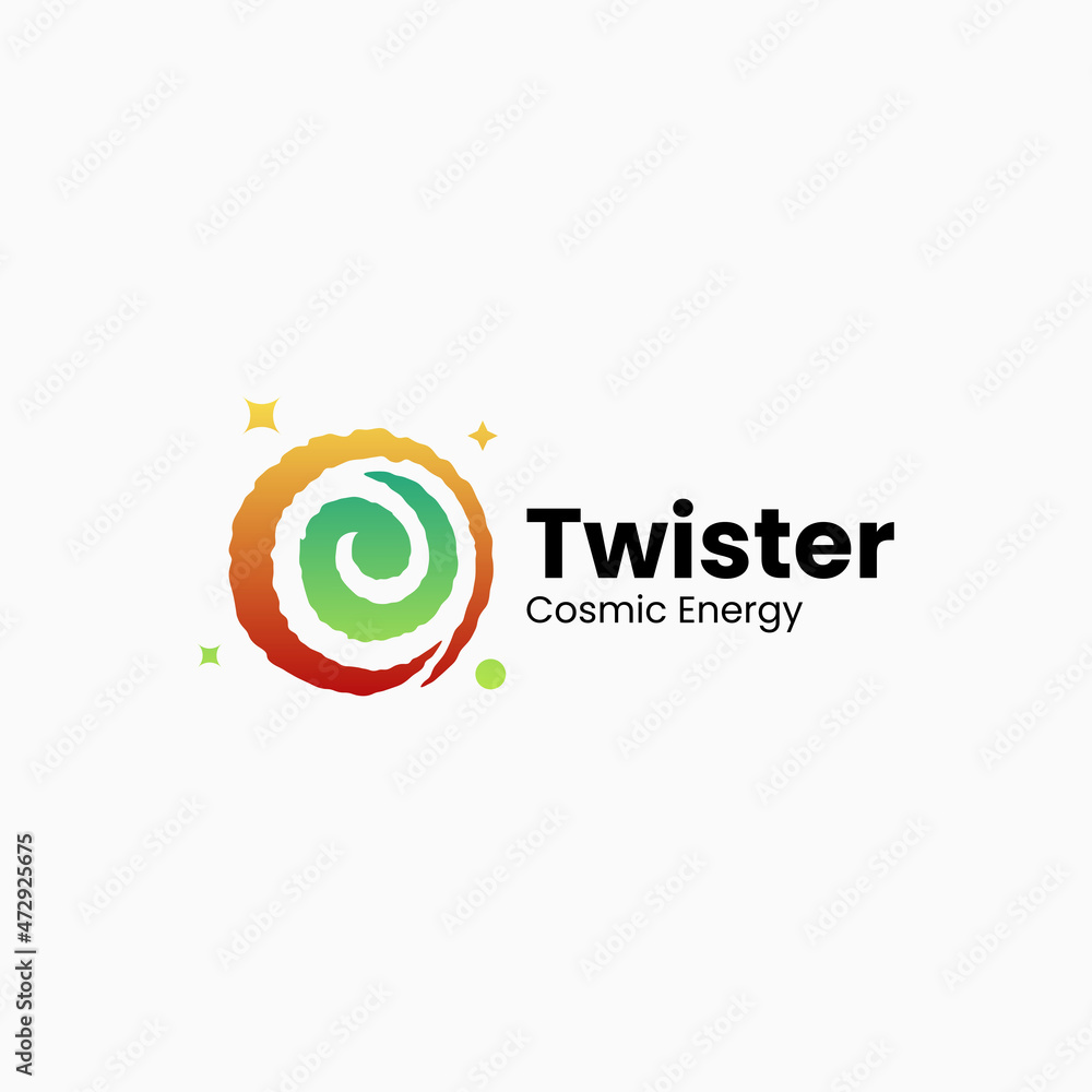 Vector Logo Illustration Twister Gradient Colorful Style.