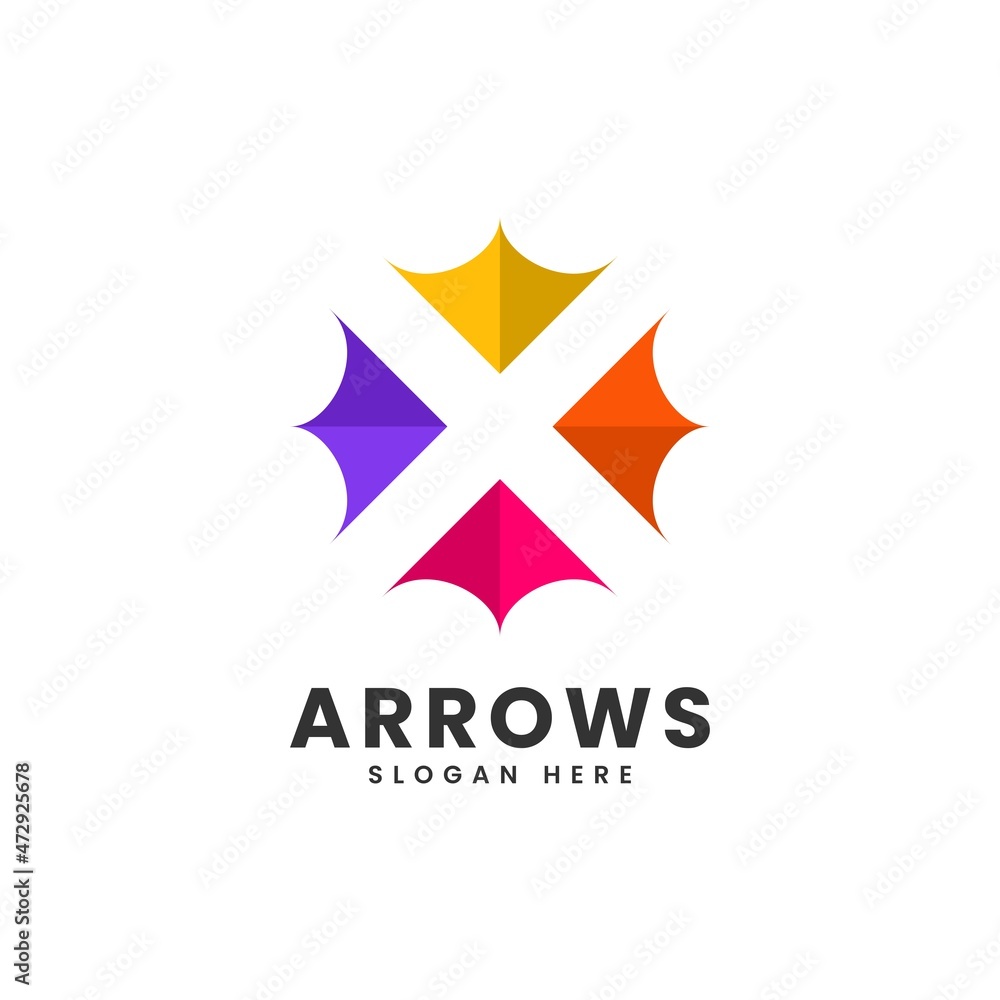 Obraz premium Vector Logo Illustration Arrows Simple Mascot Style.