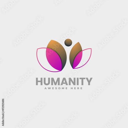 Vector Logo Illustration Humanity Gradient Colorful Style.